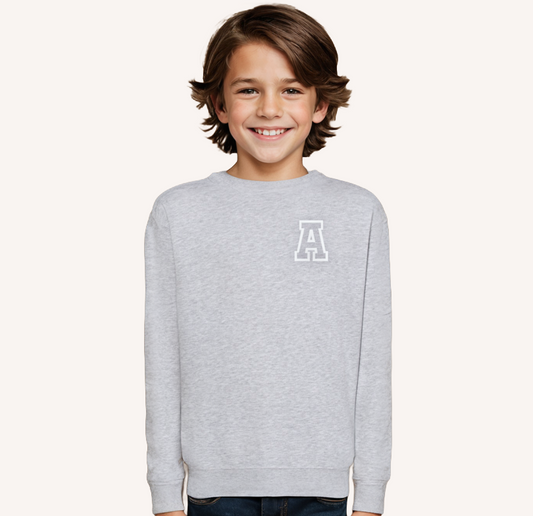 Sudadera Bordada Gris con inicial Kids