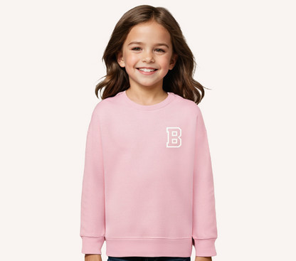 Sudadera Bordada Rosa con inicial Kids