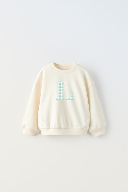 Sudadera Coconut Crudo con inicial Kids