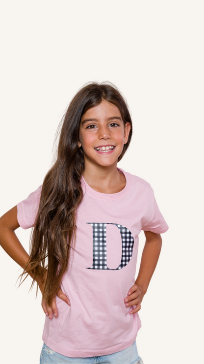 Camiseta Estampada Rosa con inicial Kids