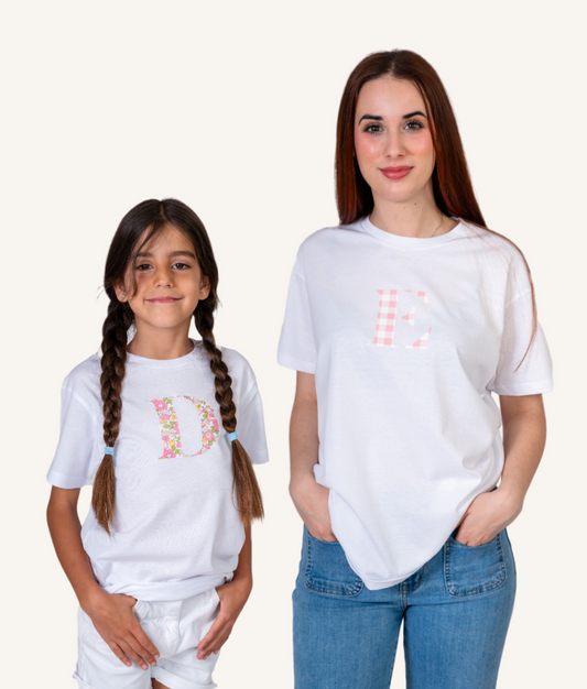 PACK 2 Camisetas Blancas con iniciales ADULTO + KIDS