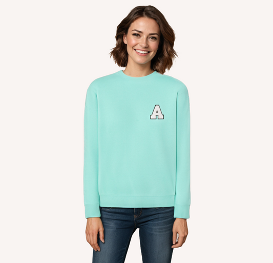 Sudadera Rizo Mint con inicial Unisex