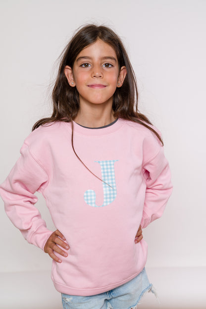 Sudadera Estampada Rosa con inicial Kids