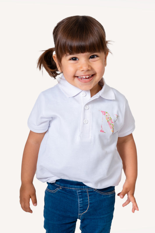 Polo Ohana Blanco con inicial Kids