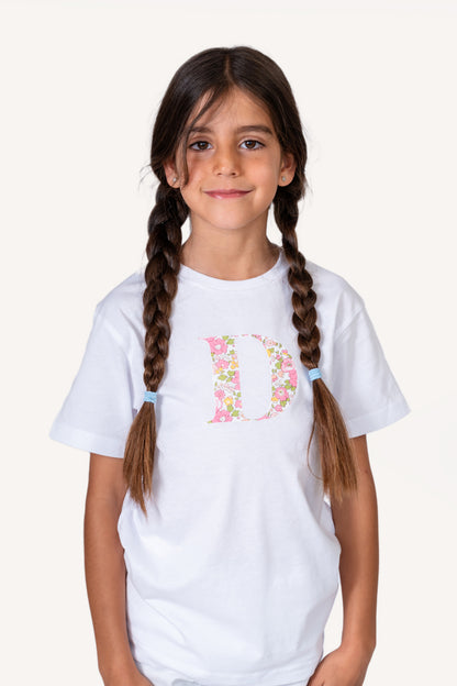 Camiseta Estampada Blanca con inicial Kids