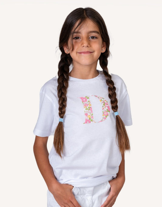 Camiseta Estampada Blanca con inicial Kids