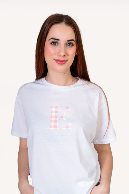 Camiseta Estampada Blanca con inicial Unisex