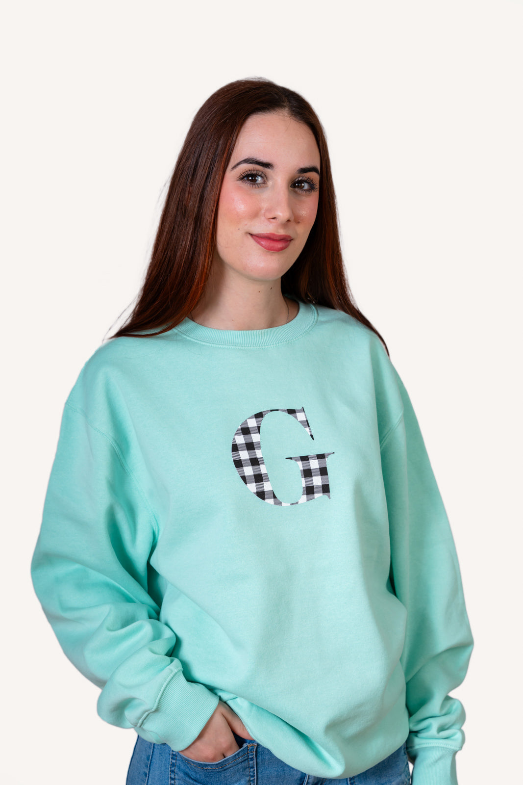 Sudadera Estampada Mint con inicial Unisex